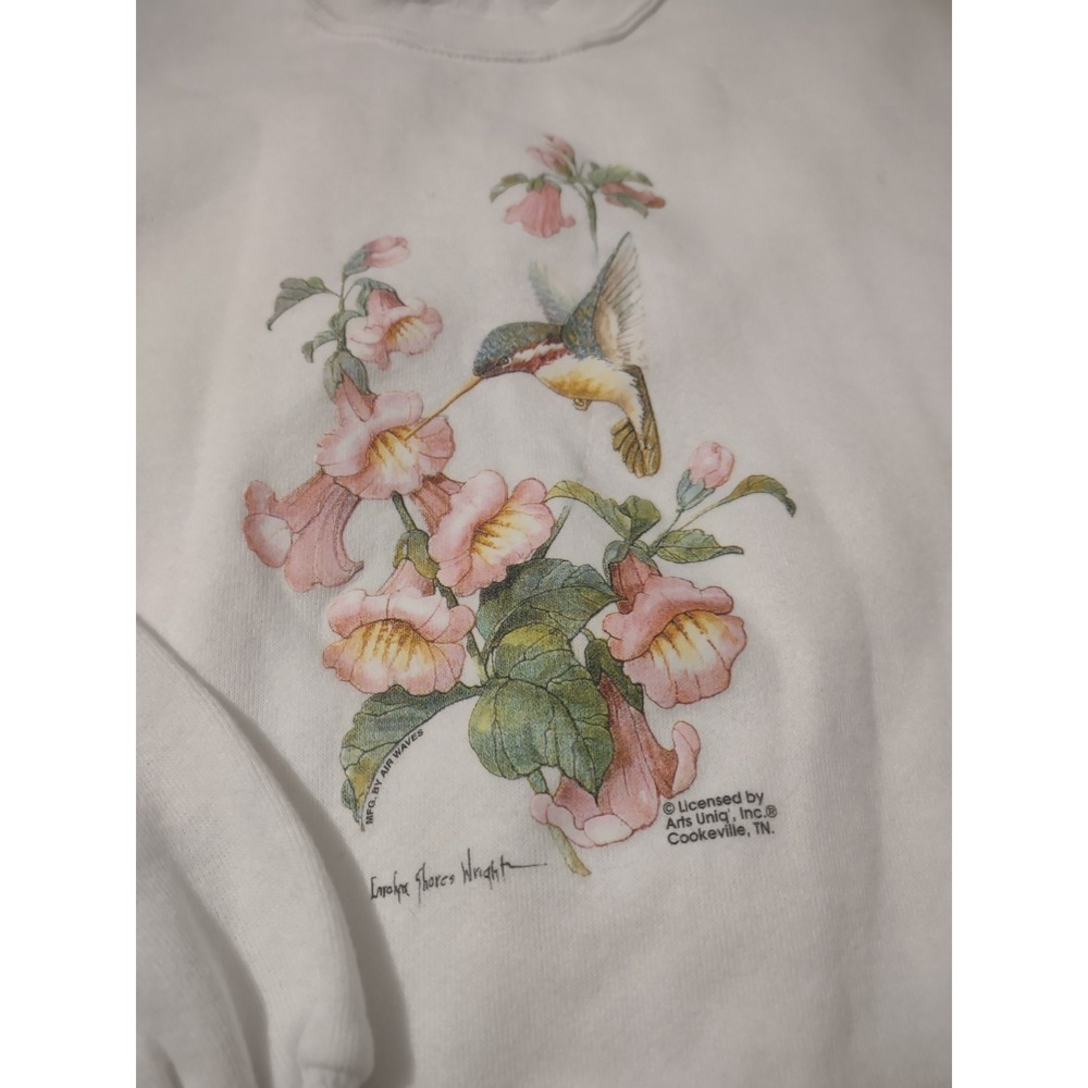 Vintage Hummingbird Print Sweatshirt 2X Made In The USA Cottage Grandmacore - Picture 2 of 6